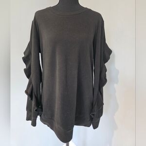 Women's Black Ruffle Sleeve Top